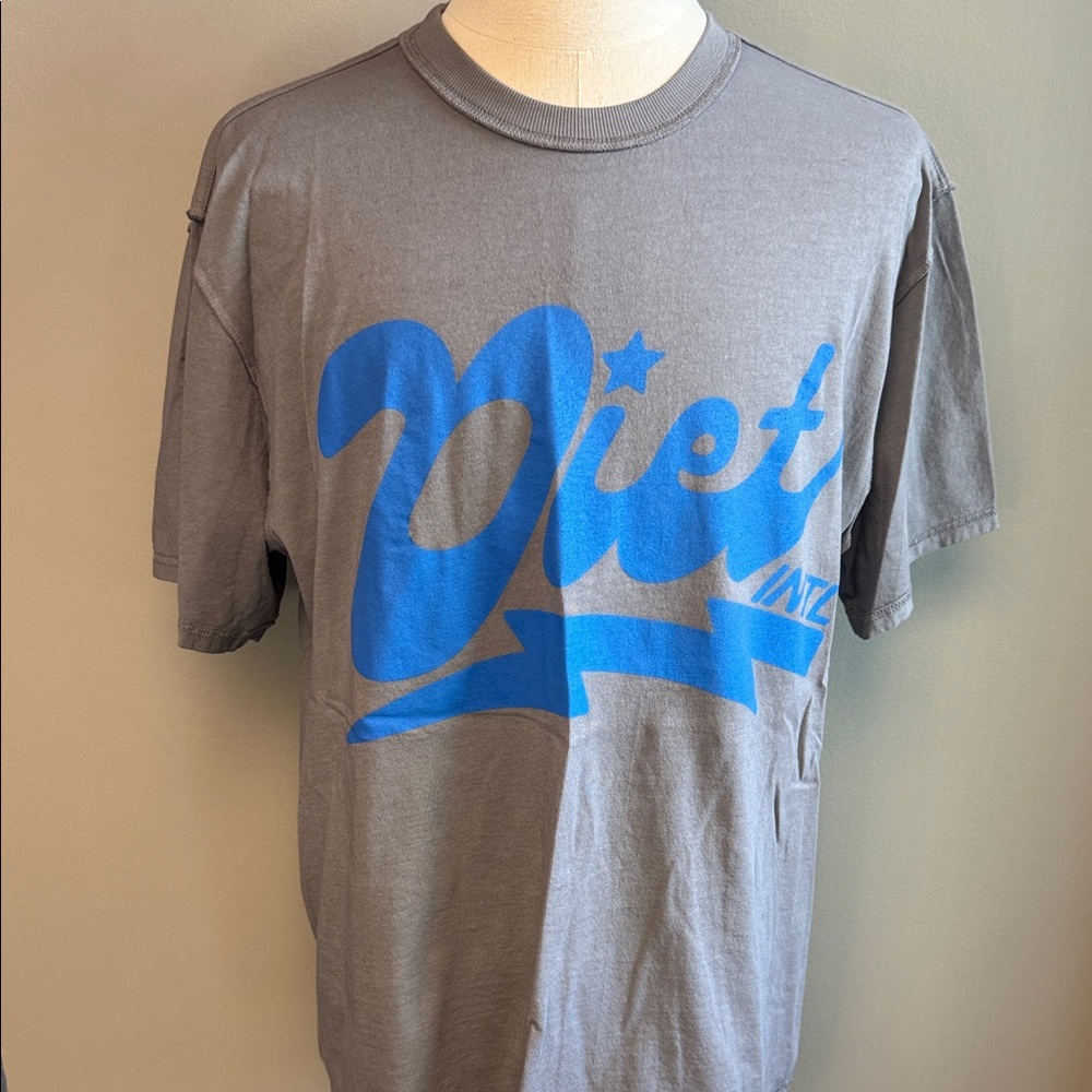 Diet Starts Monday Graphic Tee | Gray & Blue | Size L | 100% Cotton